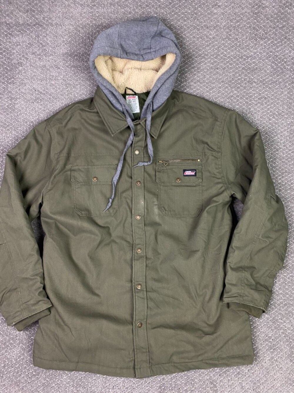 Dickies Jacket Mens XL Olive Army Green Hooded Canvas Chore Work Wear